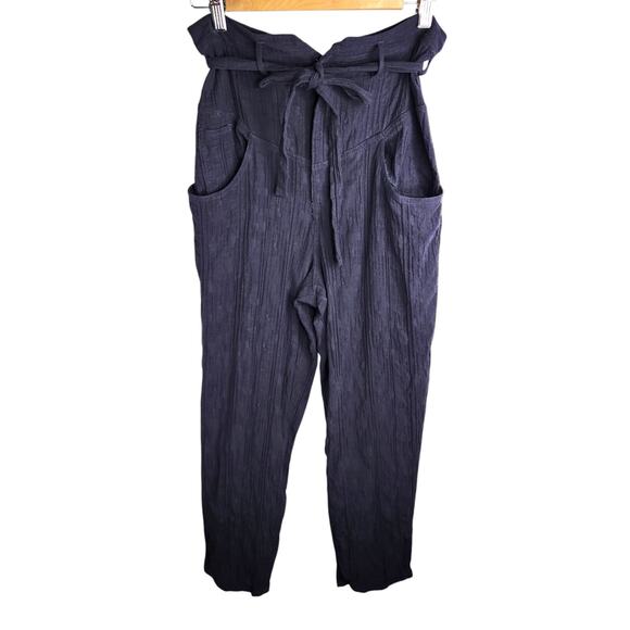 The Odells Womens Size 8 Kerala Pant‎ Crest Navy Blue High Tie Waist - Picture 3 of 9